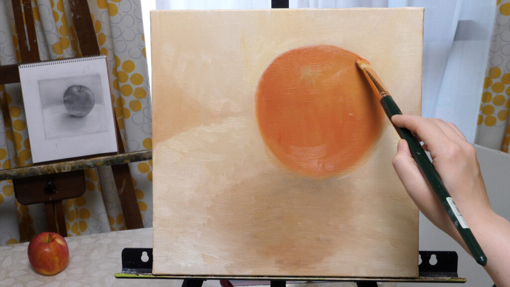 油絵のりんごの描き込み