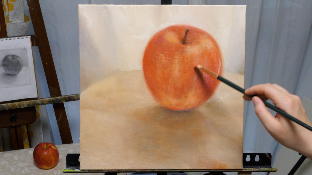りんごの油絵の描き方描き込み