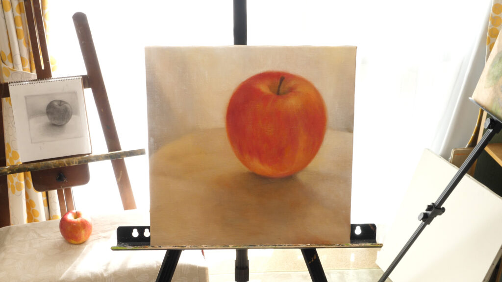 りんごの油絵の描き方描き込み
