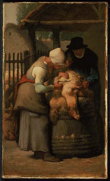 ジャン・フランソワ・ミレー『羊の毛を刈る女』
