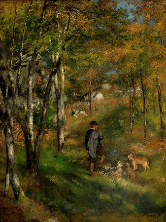 ピエール＝オーギュスト・ルノワール『フォンテーヌブローの森にいるジュール・ル・クールとその犬たち』
